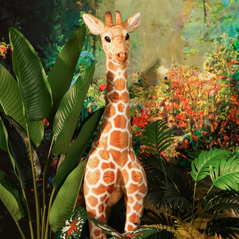 60~120cm 스탠딩 기린 인형 봉제 장난감 부드러운 숲 초원 야생 동물 실제처럼 환상적인 홈 데코 선물