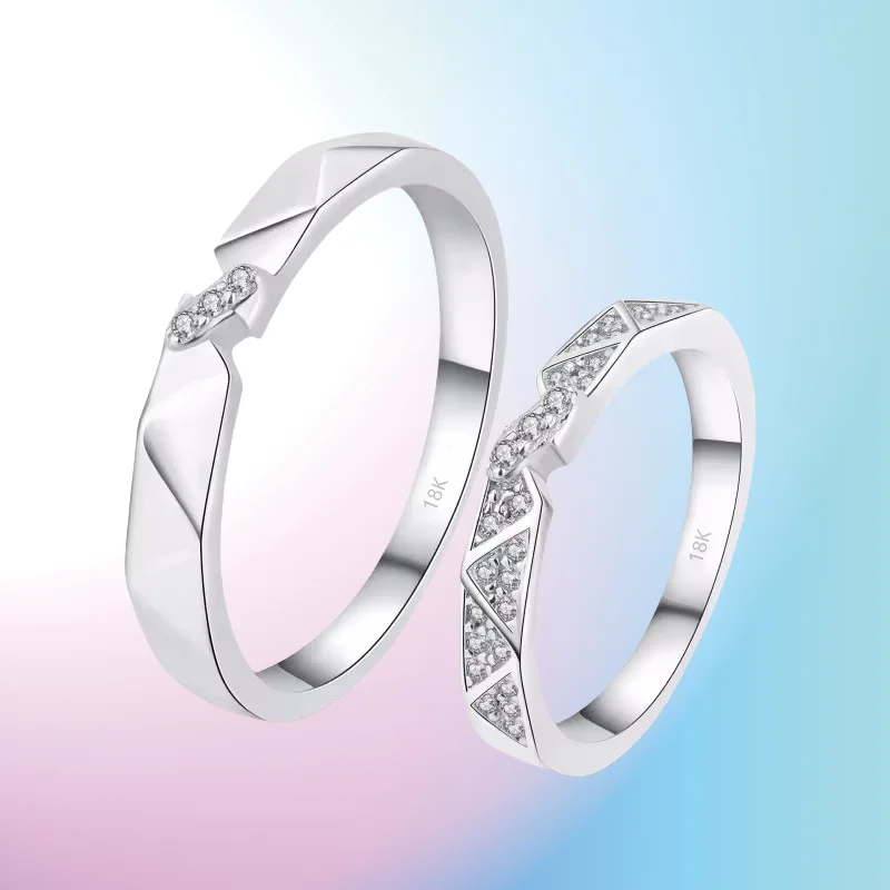 Regalo de cumpleaños, oro blanco de 18 quilates, anillos para parejas de hombres y mujeres, Día de San Valentín, Unisex, 0.48ct, diamantes de moissanita, amantes, alianzas de boda para niñas