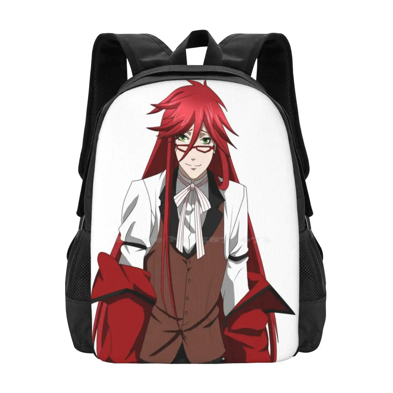 Grell Sutcliff Pattern Design Bagpack School Bags Grell Sutcliff Black Butler Kuroshitsuji Anime Manga Red Reaper Grim Reaper