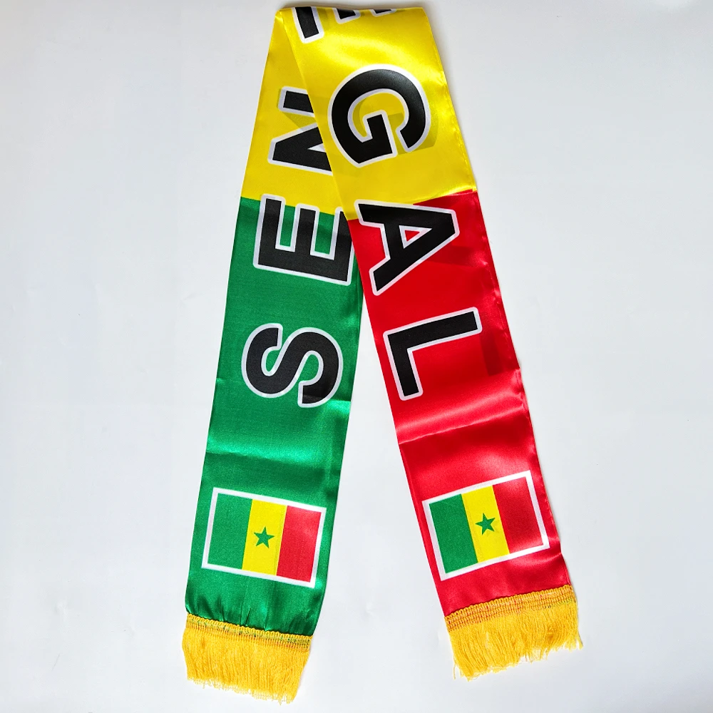 14x135cm 2026 Senegal Flagnshow Double Side Printing Senegal Senegalese Flag Scarf With Tassel