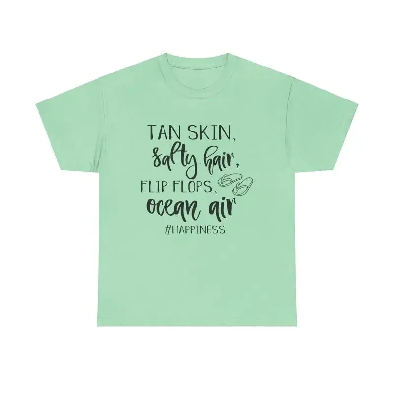 Tan Skin Salty Hair T Shirt summer beach vacation ocean vibes flipflops quote