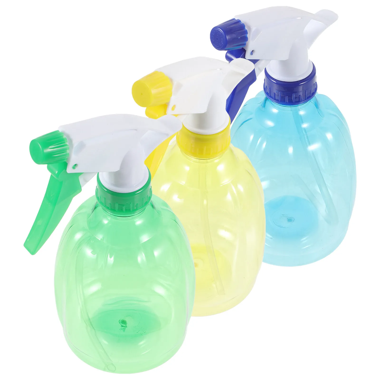 3Pcs Candy Color Plastic Watering Spray Bottle Set Hand-Pressed Adjustable Nozzle for Garden Kitchen Bathroom Home Use