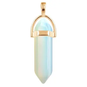 7 pcs/set hexagon quartz pink pink necklace crystal necklace genuine leather chain necklace 10 Main Sales Natural Stone Necklace - №3