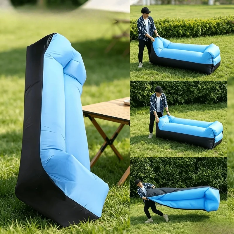 Portable Waterproof Inflatable Lounge Chair With Pillow, Quick Setup Air Sofa With Storage Bag For Camping Beach Festival