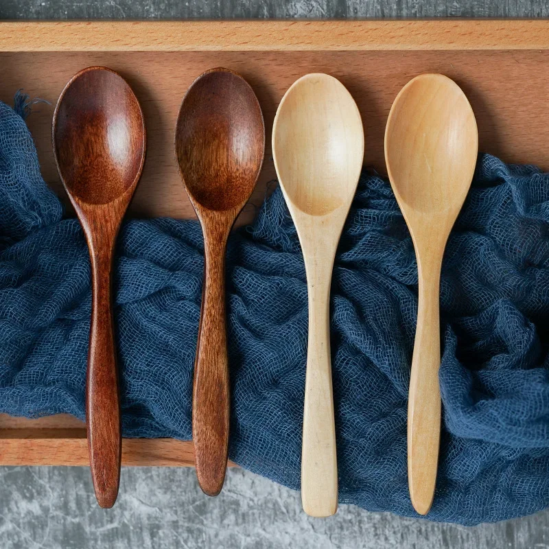 Wooden Retro Minimalist Tableware Spoon Anti Scalding Coffee Stirring Spoon Kitchen Cooking Utensils Tools Rice Soup Tea Spoon