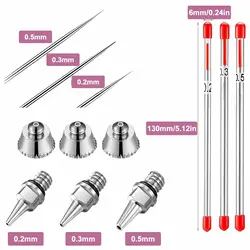 3Pcs/Set 0.2mm 0.3mm 0.5mm Airbrush Nozzle Needle Kit Replacement Parts For Airbrushes Spray Gun Sprayer Accessories Repair Tool