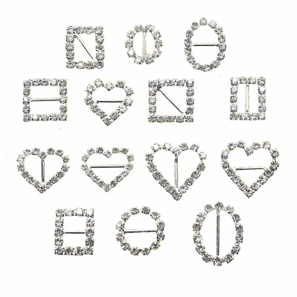 10pcs Rhinestone Buckle Woven Decorative Buckle Clothing Bow Hair Accessories DIY Jewelry Accessories