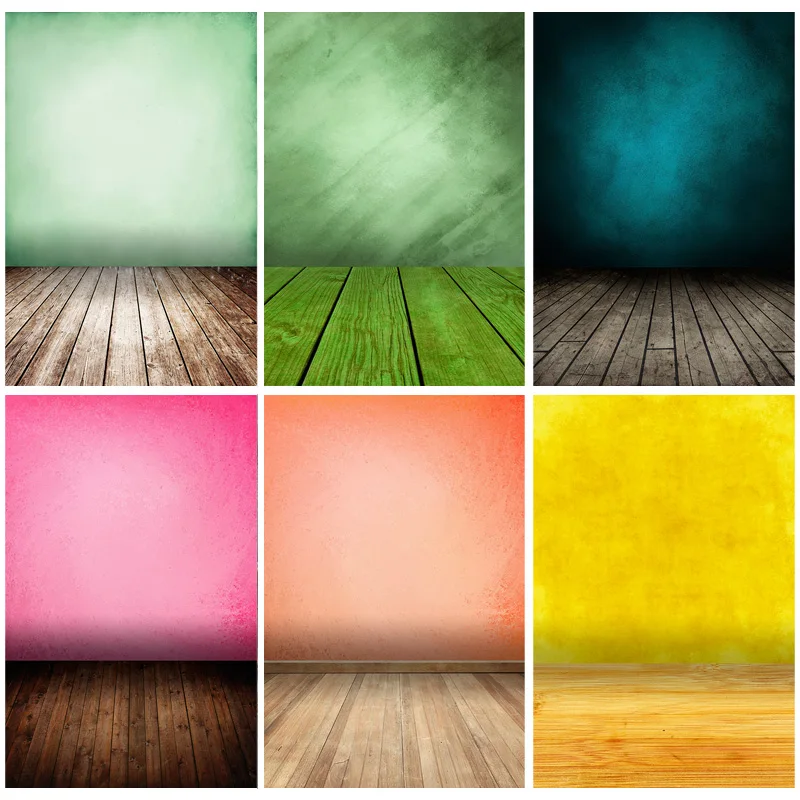 

Vintage Gradient Solid Color Photography Backdrops Props Brick Wall Wooden Floor Baby Portrait Photo Backgrounds 210125MB-24