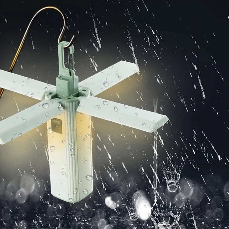 LED Camping Lamp Portable Foldable Waterproof Rechargeable Tent Hanging Camping Light Outdoor Emergency Lighting Flashlight