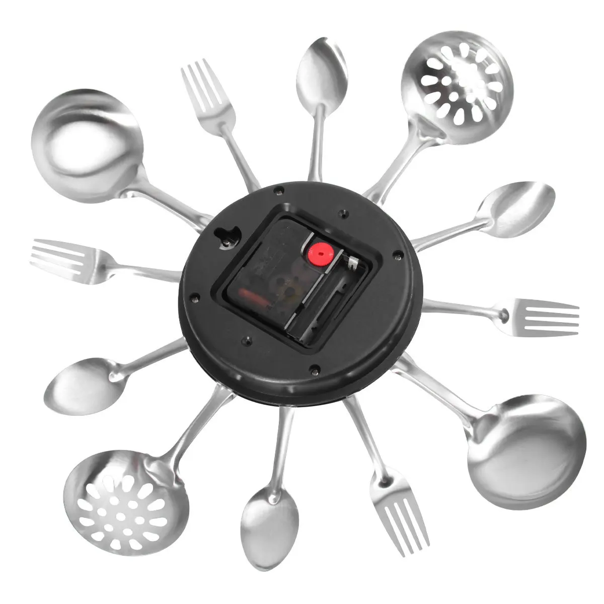 

Creative Modern Kitchen Cutlery Style Stainless Quartz Movement 32Cm Large Decorative Wall With