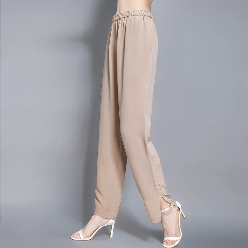 Tajiyane High-end Silk Mulberry Silk Women's Pants 2022 Spring New High Waist  Pants Drape Loose Black Women’s Trousers FCY126