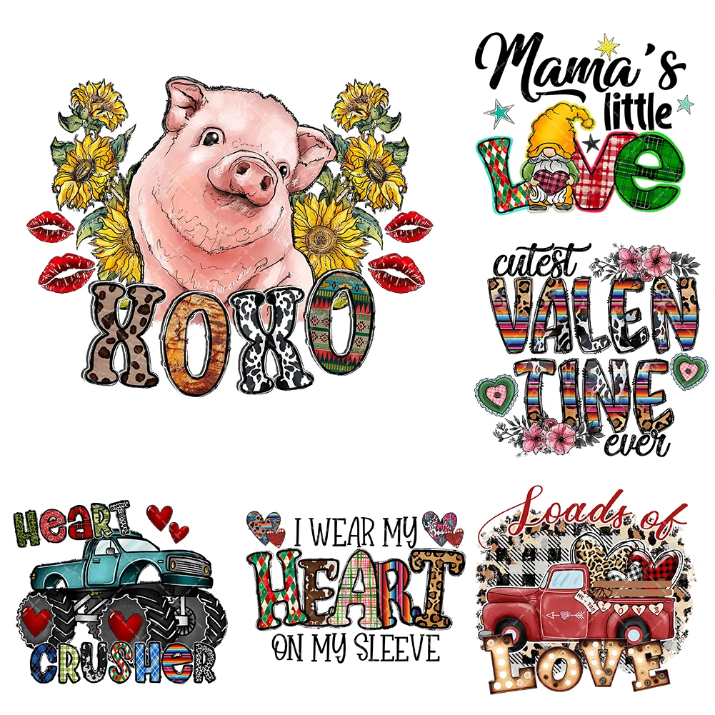 Valentine's Day Western cowboy  Heat Transfer Stickers For Clothes DTF Pinted Vinyl Thermal Appliques Washable T-Shirt Decal