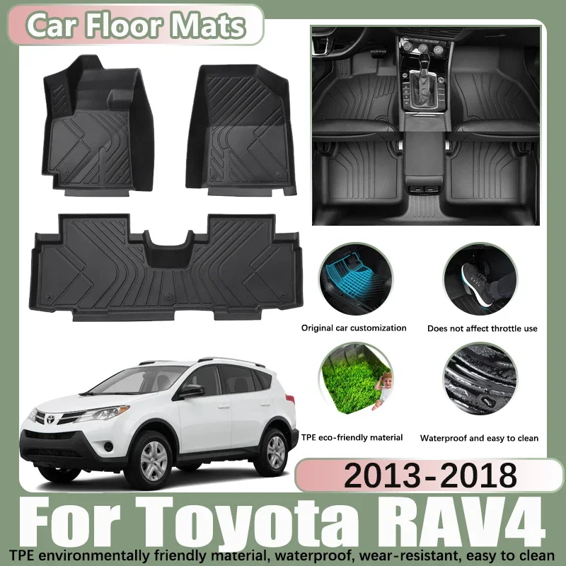 LHD Car Floor Mats for Toyota RAV4 RAV-4 XA40 2013-2018 2014 2015 TPE Carpet Car Waterproof Foot Pads Custom Liner Accessories