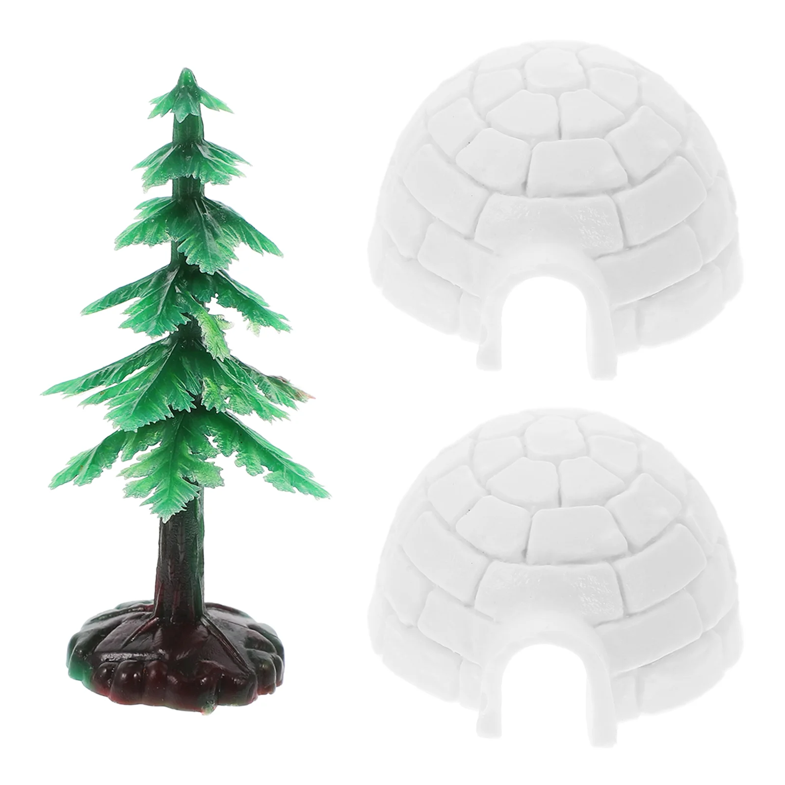 

Static Ornaments Christmas Decorations Ice House Figures Statue Simulated Xmas Tree Mini Trees Plastic for The Home Toddler