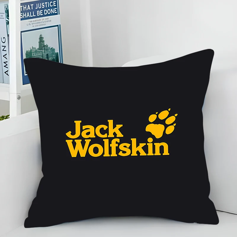 Square Pillowcase Home Decor Living Bedroom Sofa Cushion Cover Double-sided Printing Short Plush J-Jack W-Wolfskins Black Pillow