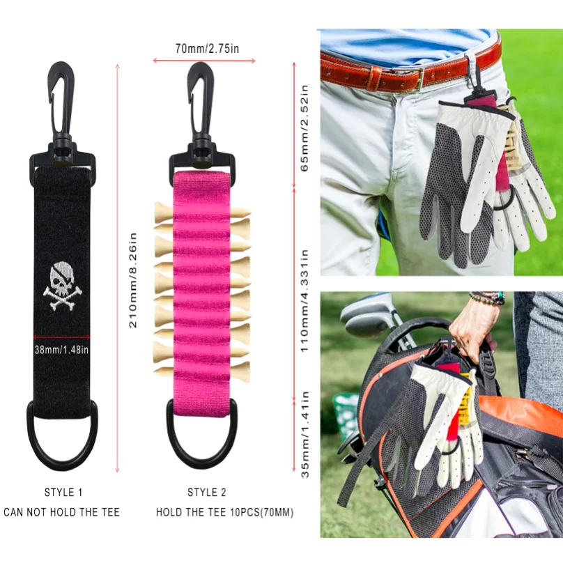 Double-Sided Tape Golf Club Holder Portable Golf Club Stand Accessory with Hanging Hook, Suitable for Golf Bags and Gloves