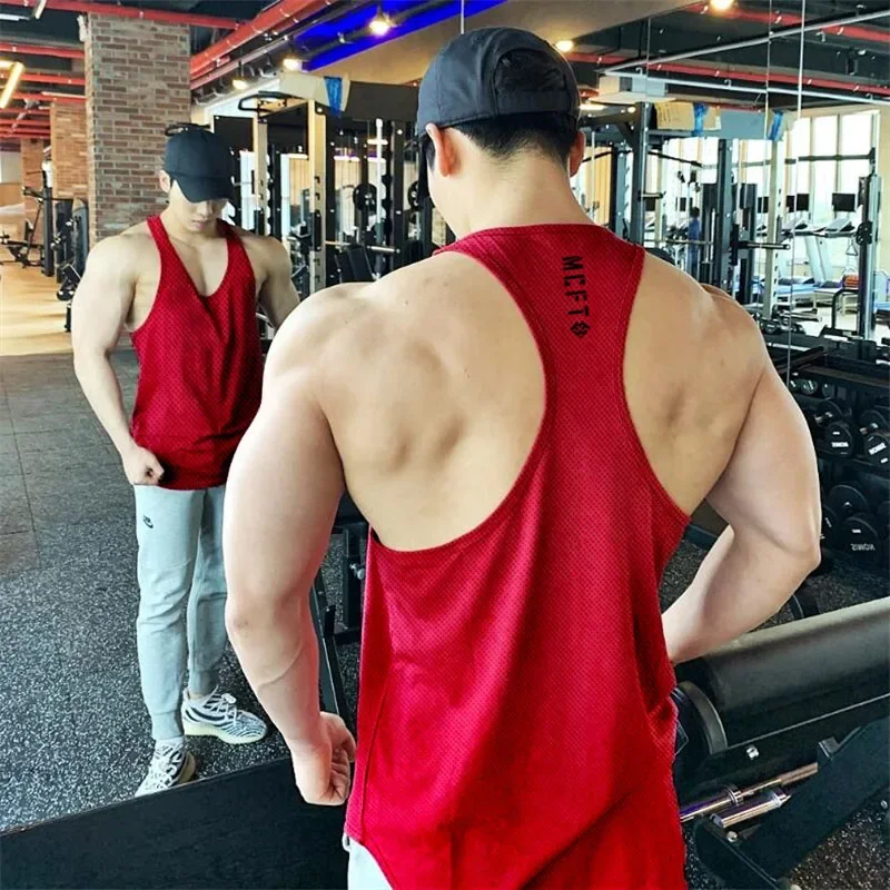 Men Mesh Stringer Tank Top Summer Comfort Gym Vest Breathable Sleeveless Singlet For Running Fitness Bodybuilding Outdoor Sports