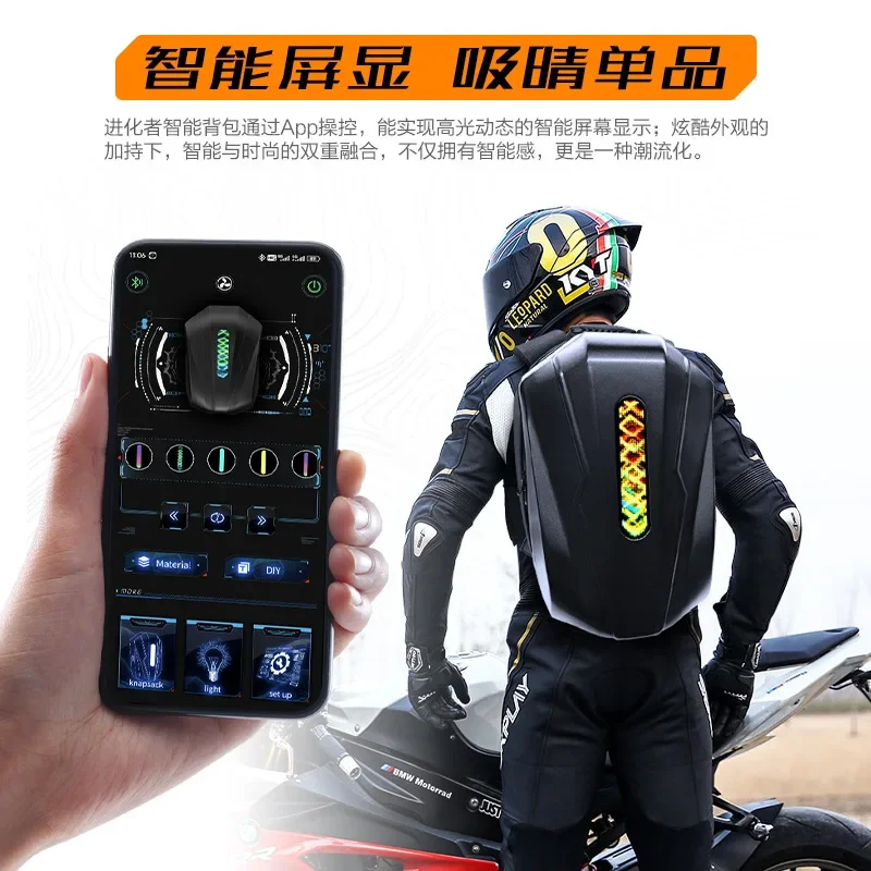 LOY Evolver LED Locomotive Riding Trend Bluetooth Backpack DIY Animation Casual Motorcycle Helmet Men's and Women's Bag