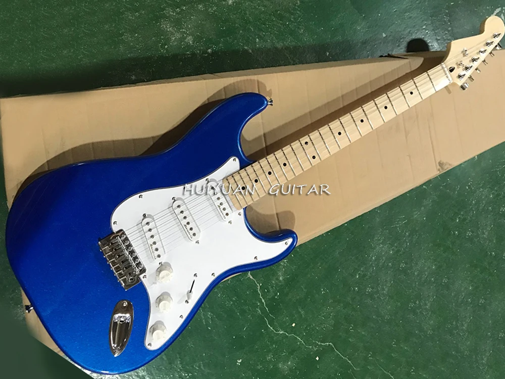 Navy Blue 6 Strings Electric Guitar with Reverse Headstock,Maple Fretboard,SSS Pickups,Can be Customized