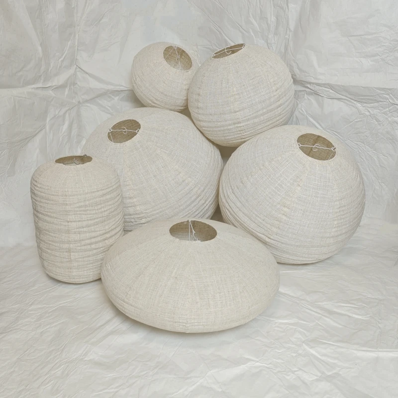 

Wabi Sabi Retro Globe Pendant Lamp - Hemp & Linen Shade ﻿ (Hotel/Café Decor Lighting for Living & Dining Spaces)