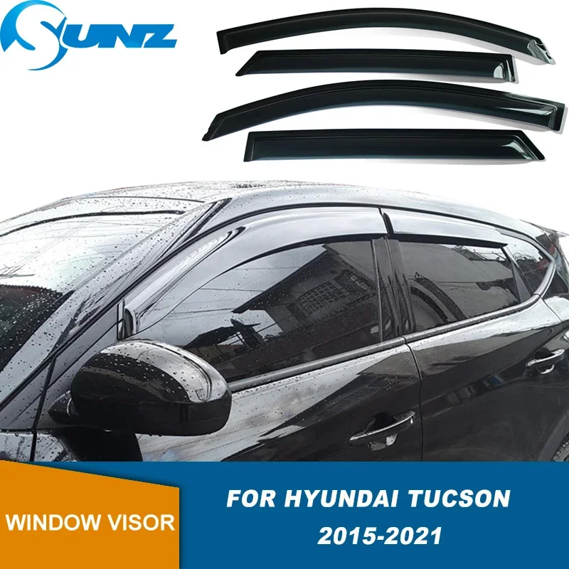 Side Window Visor For Hyundai Tucson 2015 2016 2017 2018 2019 2020 2021 Car Rain Shield Rain Sun Guard Deflectors Weathershield