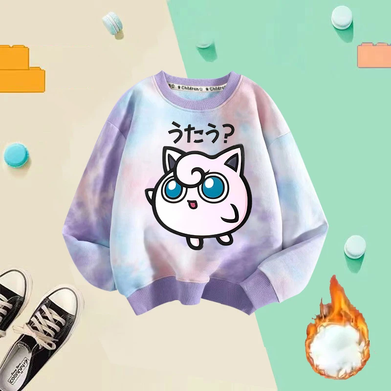 NEUER Pokémon Kinder-Fleece-Hoodie, Jungen- und Mädchen-Sweatshirt, Pullover, Anime-Cartoon, lange Ärmel, Herbst- und Winterkleidung, Baby-Oberteile – Detail 4