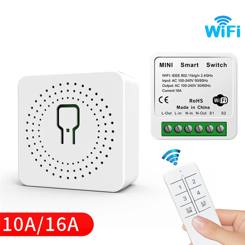 

Tuya 16A мини Wi-Fi переключатель DIY 1-позиционный пульт дистанционного управления таймер реле автоматизации для умной жизни-Y47A