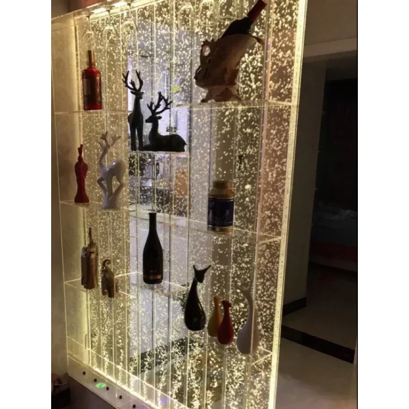 Custom, home wine bar cabinet furniture colorful acrylic water bubble wall led wine cabinet