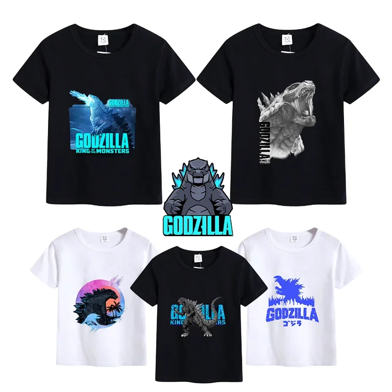 Godzilla Vs Kong T-shirt Movie Anime Cartoon Print Children's Tees Cotton Toddler Vogue Tee Shirt Short Sleeve Kid Birthday Gift