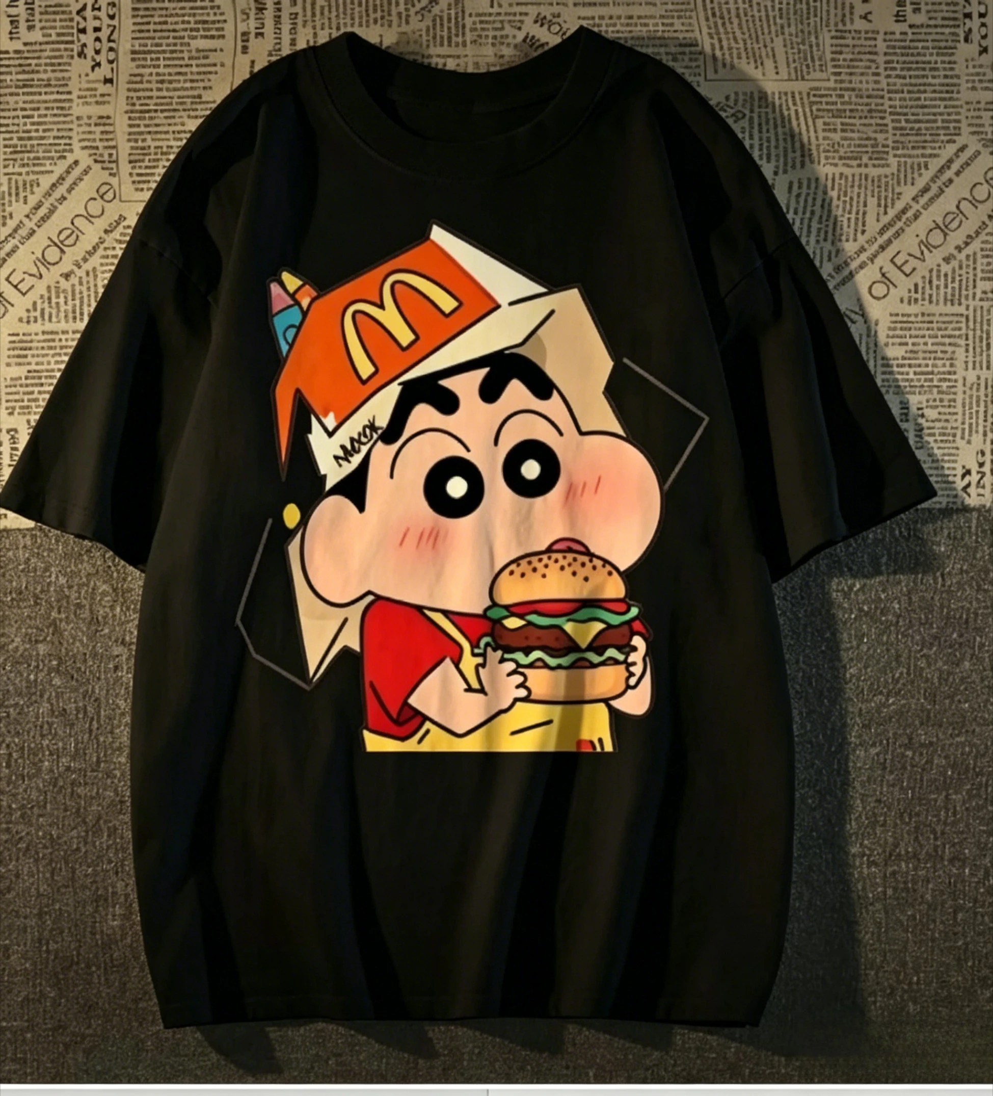 Crayon Shin Chan Print Cotton Loose T Shirt Kawaii Y2K Harajuku Streetwear Casual Unisex Couple Tops