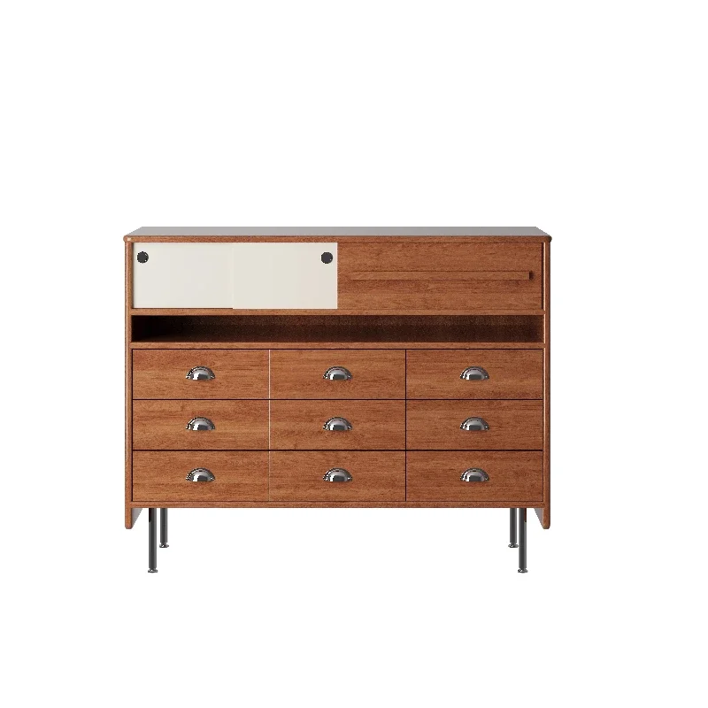 Simple solid wood chest, design sense living room bedroom locker, retro style home multi-side cabinet drawer #1