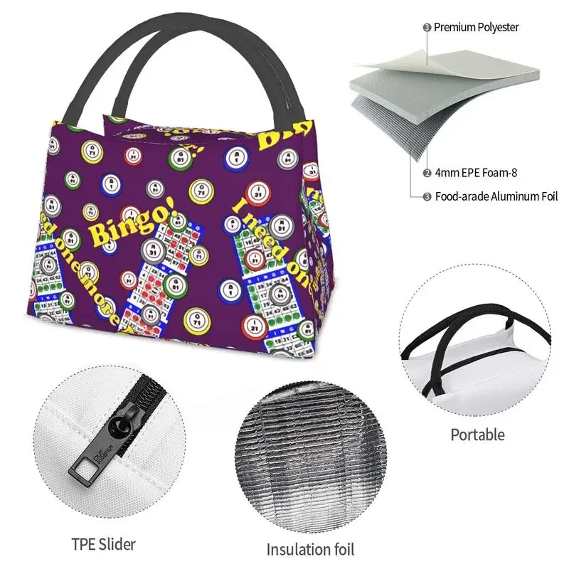 Play Bingo Game For Bingo Players Insulated Lunch Bags for Women Leakproof Thermal Cooler Lunch Box Office Picnic Travel