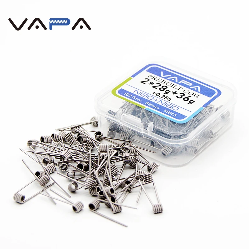 Ni80 Ni90 50pcs prebuilt coil fused clapton 28*2+36ga dualcores nickel chrome DIY coil