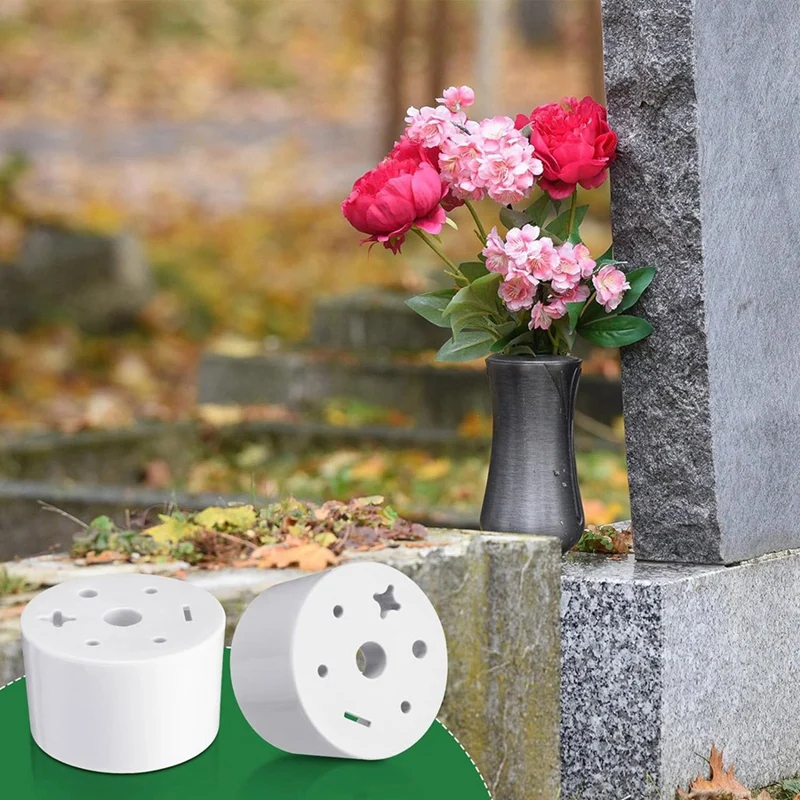 6 Pcs Cemetery Grave Vase Inserts Plastic Cemetery Flowers Holder Bracket With 7 Hole Cylindrical Reusable Cemetery