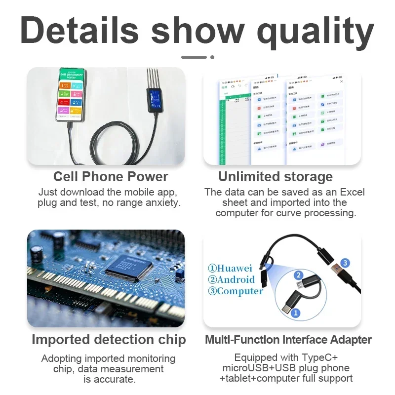 

In Stock Manufacturer 8 in1 Type-c moisture temperature soil humility ph sensor