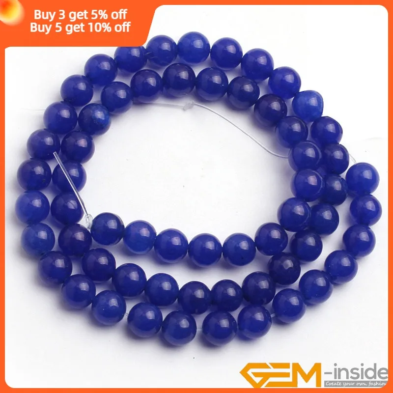 Blue Jades Round Loose Spacer Accessorries Beads For Jewelry Making Strand 15 inch DIY Jewelry Bead For Bracelet For Gift 6-12mm