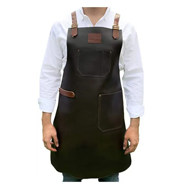 PU Leather Apron Barbecue Baking Shop Gardening Barber Work Clothes Home Kitchen Apron waterproof work clothes 1