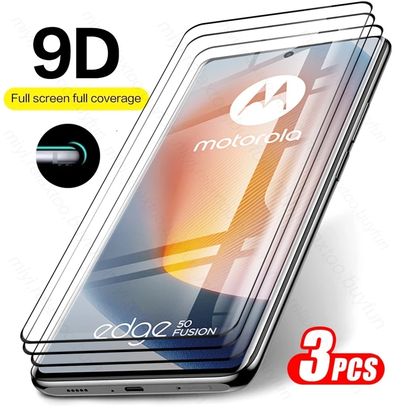 9d filme de vidro temperado para motorola borda 50borda fusão, 5g, protetor de tela curva, hd, moto borda 50, 7 polegadas, 3pcs