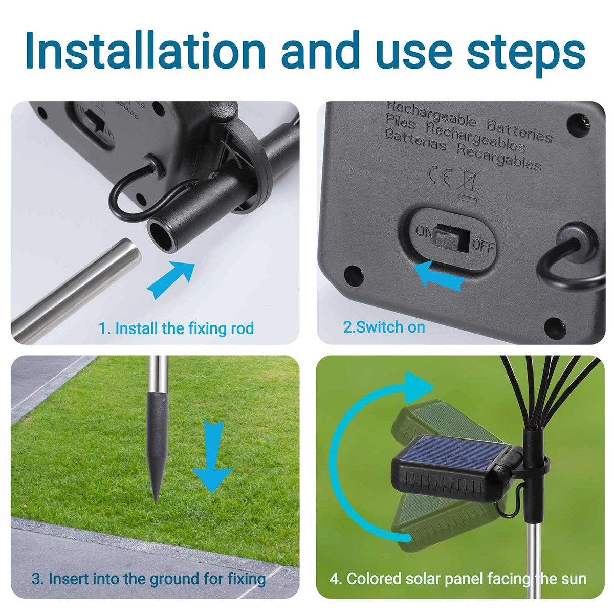 2Pcs Butterfly Solar Swaying Lights IP65 Waterproof LED Solar Butterfly Light Auto On/Off Solar Powered Garden Stake Lights