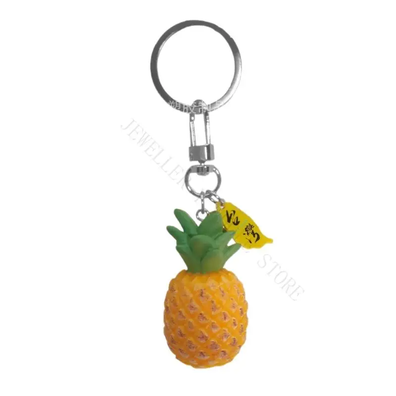 R7UF Rubber Fruit Keychain Avocado Litchi Dragon Fruit Figurine Gift Miniature Backpack Pendant For Women Girls