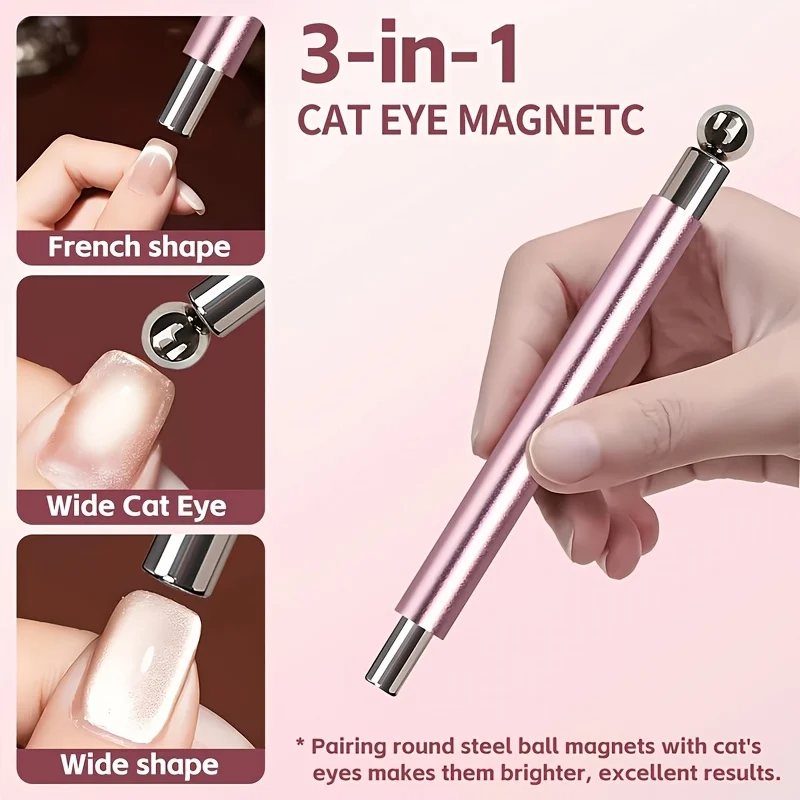 7Pcs Cat Eye Nail Magnet Tool Set, French Tips Cat Eye Heart Magnets Nail Magnet Stick Cat Eye Gel Polish Magnets Tools Manicure