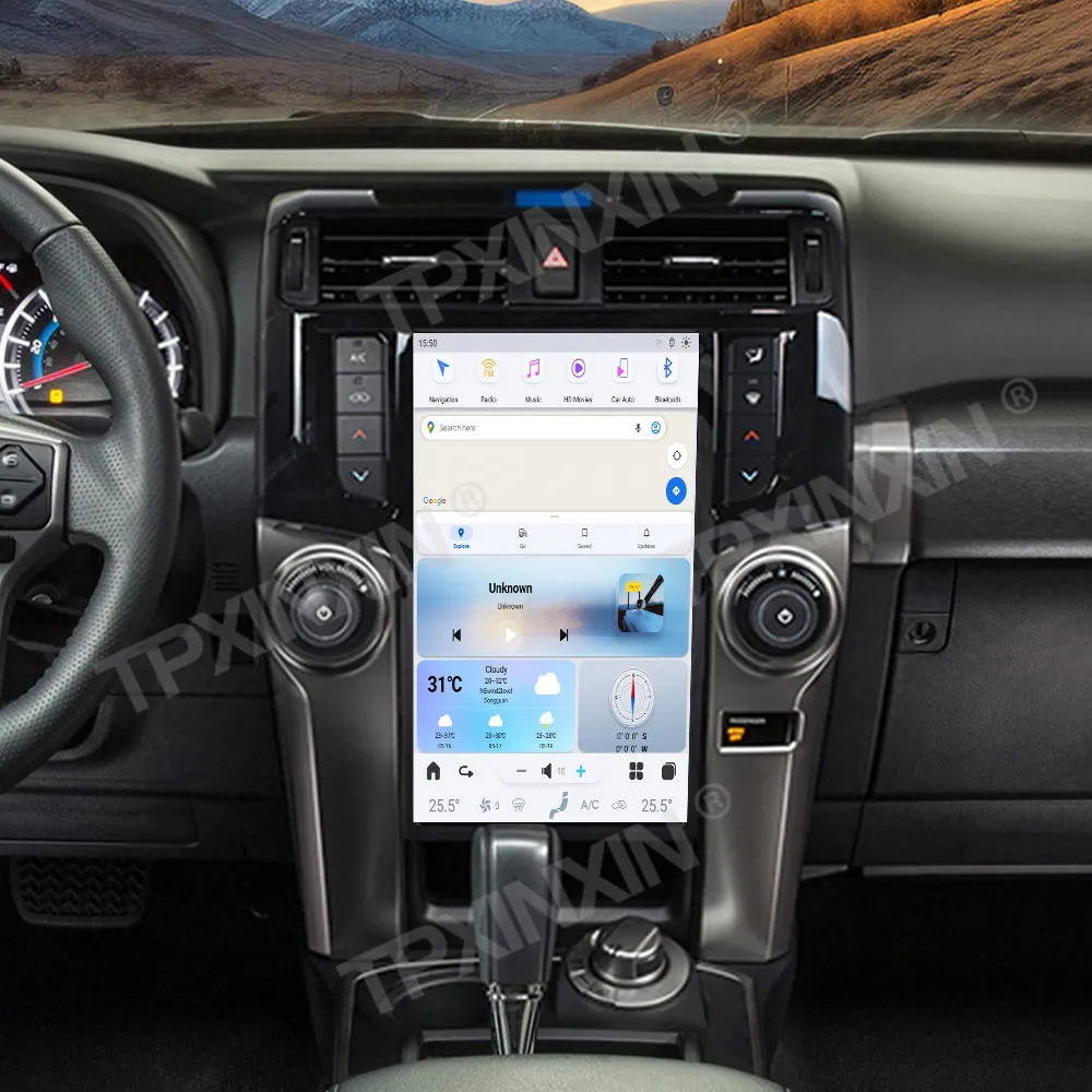 13.6 بوصة لتويوتا 4 عداء 2009 إلى 2019 سيارة أندرويد 13.0 carplay نظام تحديد المواقع والملاحة السيارات شاشة تعمل باللمس مشغل وسائط متعددة رئيس وحدة #4
