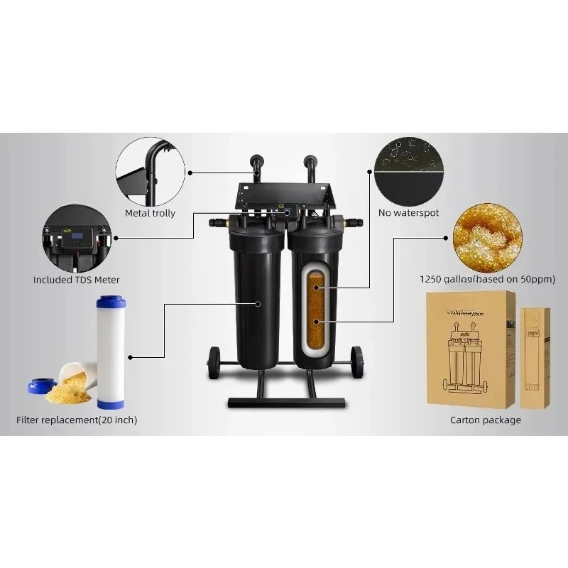 Pure Water System Spotless Car Wash Trolley Window Cleaning Car Washing Filter DI Deionized Water System