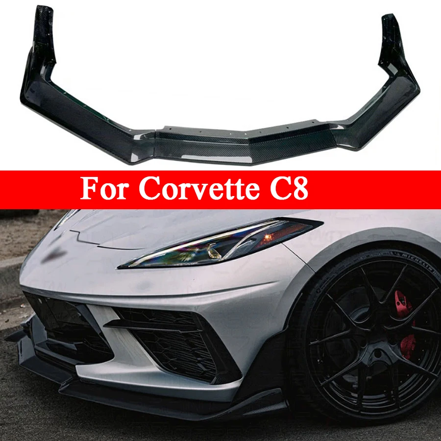 

Для Chevy corvette C8 Z06 2020-2023 углеродное волокно передняя губа автомобильный передний бампер переключатель спойлер диффузор подбородок кузов комплект