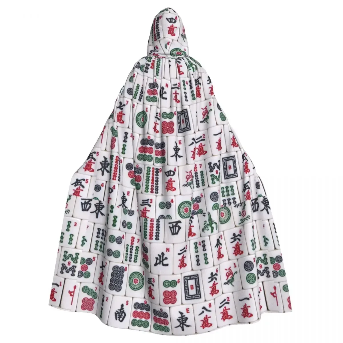 

Mahjong Tile Pattern Adult Cloak Cape Hooded Medieval Costume Witch Wicca Vampire Elf Purim Carnival Party