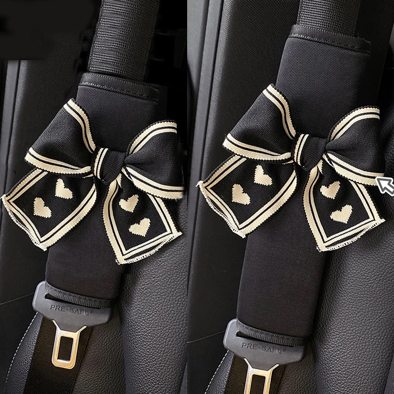 Mode Liebhaber Bogen Eis Seide Auto Sitz Gürtel Abdeckung Für Hals Schutz Universal Auto Sitz schulter Pads Strap Harness Kissen