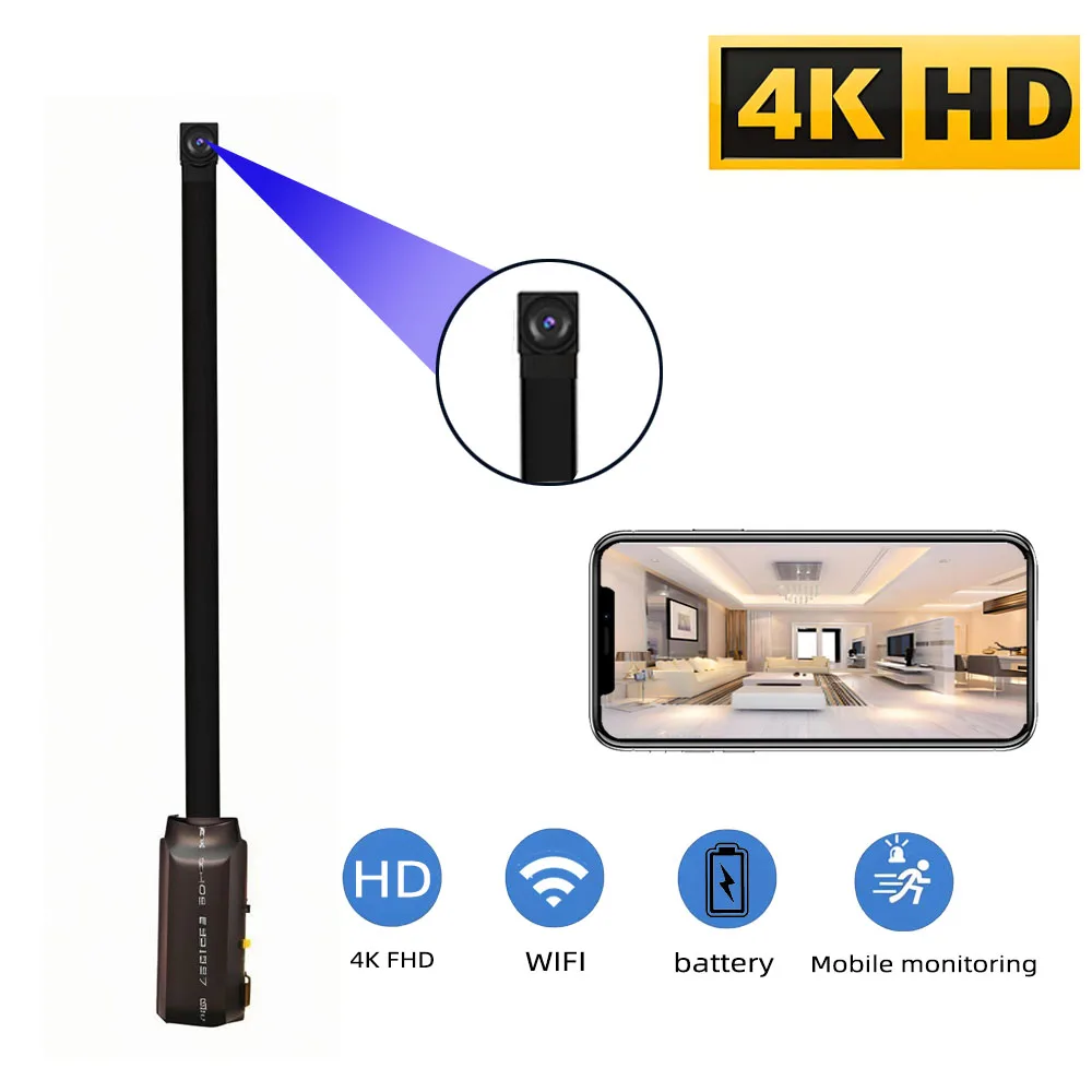 4K HD portable mini camera supports WIFI connection for remote viewing, mobile monitoring, DIY small wireless camera