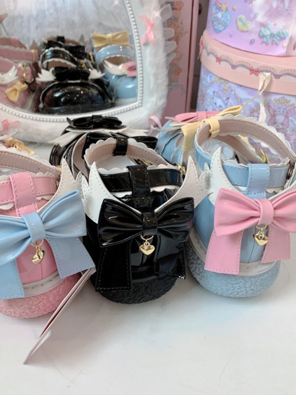 Lolita Cosplay Sweet Tea Party Mandarin Duck Shoes Cos Girl Cream Bubbles Bow scarpe Kawaii Lolita Girls scarpe con tacco alto