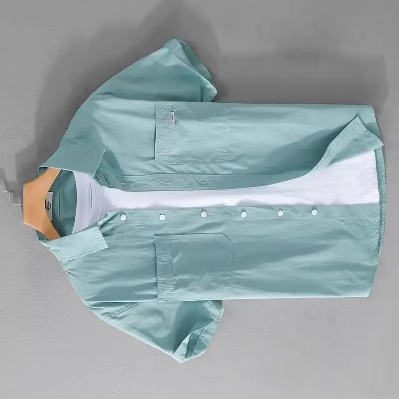 

Italy Stylish 100% Cotton Short-Sleeved Quality Shirt Men Brand Trend Comfortable Top Clothes 5Colors Plus Size Chemise Homme