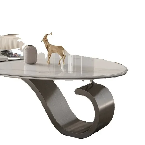 Pastoral Stone Top Gold Cocktail Table Compact Size Eco Friendly Non-Toxic Material Large Capacity Double Door